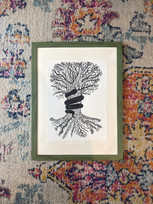 World Tree, original brush pen drawing